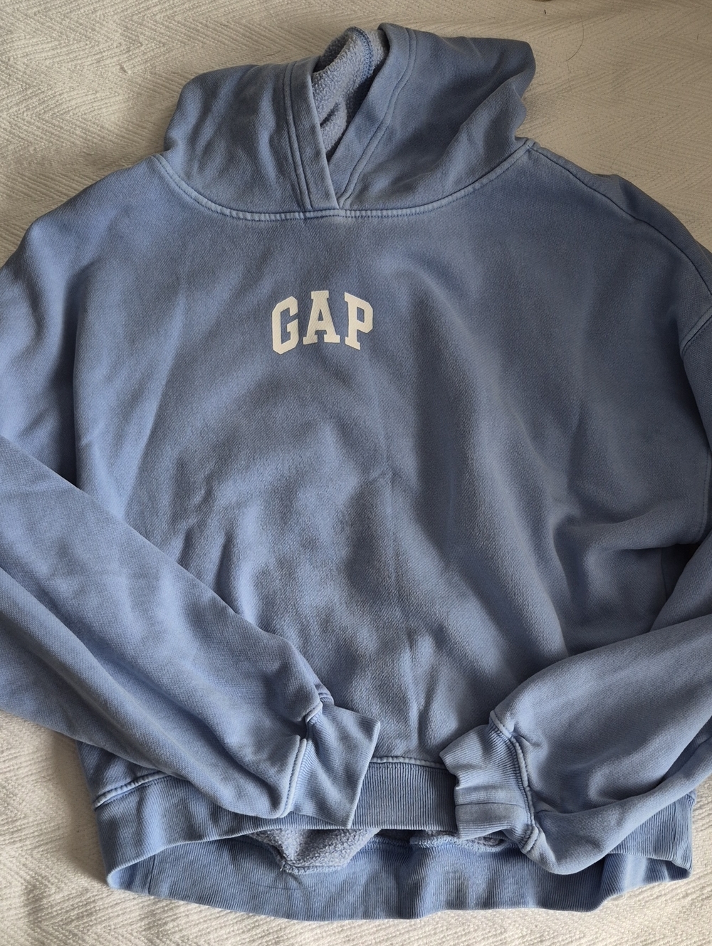 GAP Light Blue Crewneck Hoodie with White Logo